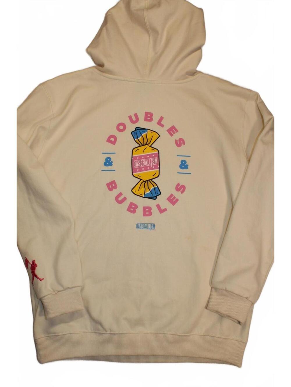 Baseballism Doubles & Bubbles Graphic Hoodie Cream White Size Large